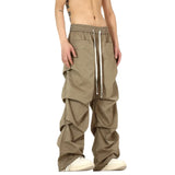 side fold baggy pants men casual elastic waist straight trousers streetwear new fashion drawstring unisex hip hop pants joggers unique joggers style 5109