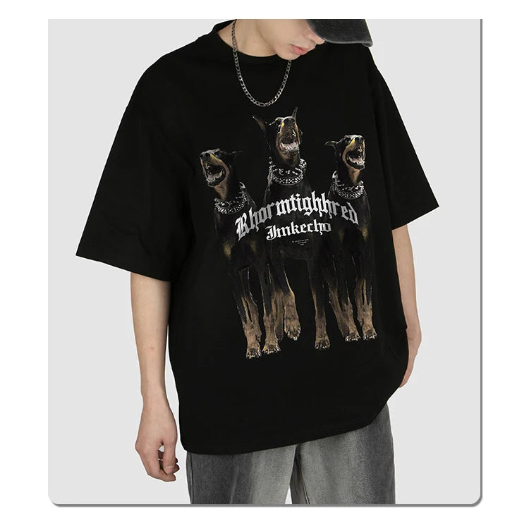Sadcore Oversized shirt – Harajuku T Shirt Mens 2023 Summer Dog Letter Printed Vintage