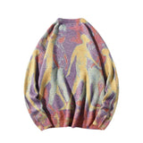 rainbowtouches men sweater high street printing graffiti purple pullover vintage round neck knitted sweater spring and autumn - anime inspired graphic hoodie, urban fashion pullover, gothic aesthetic hoodie for winter