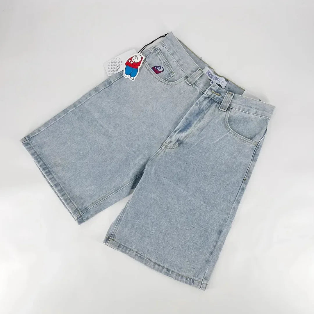 Hip Hop Jeans Retro Y2k Big Boy Embroidery Cartoon Graphic Streetwear Denim Shorts Baggy Harajuku Gym Basketball Shorts Men