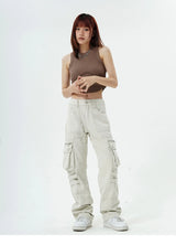 hip hip pants retro cargo harem pant streetwear side pockets harajuku joggers unisex new casual loose straight cotton trousers unique joggers style 2814