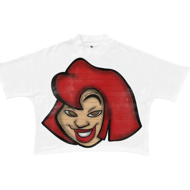 Y2K Graffiti Print T-Shirt – Retro Flame Tag Urban Streetwear