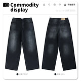24Spring wash black ash straight tube baggy jeans