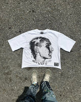 American High Street Fashion Cartoon Portrait Printed Oversized T-shirt Women Y2k Goth Harajuku Casual Versatile Short-sleeved