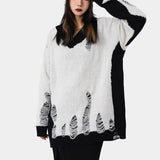hip hop streetwear knitted sweater sweater 2022 mens harajuku ripped holes new casual v neck tops cotton loose pullover sweaters - oversized streetwear hoodie, unisex casual winter pullover, anime inspired graphic hoodie