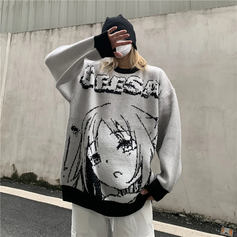 loose fit o-neck sweater, daily wear knit, cozy fashion fit, stylish street outfit, modern aesthetic appeal