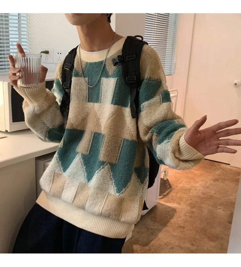 bold fire sweater, layered fit piece, aesthetic soft knit grunge sweater for cozy streetwear