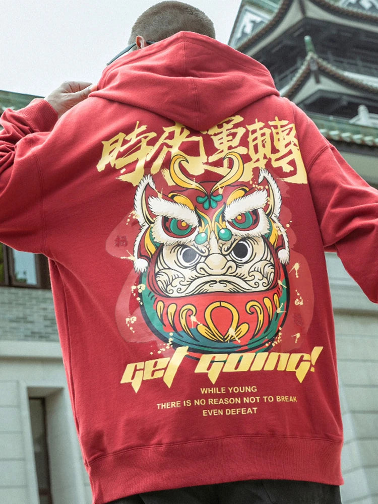 Japanese Streetwear Graphic Print Mens Hoodies Harajuku Fashion Fleece