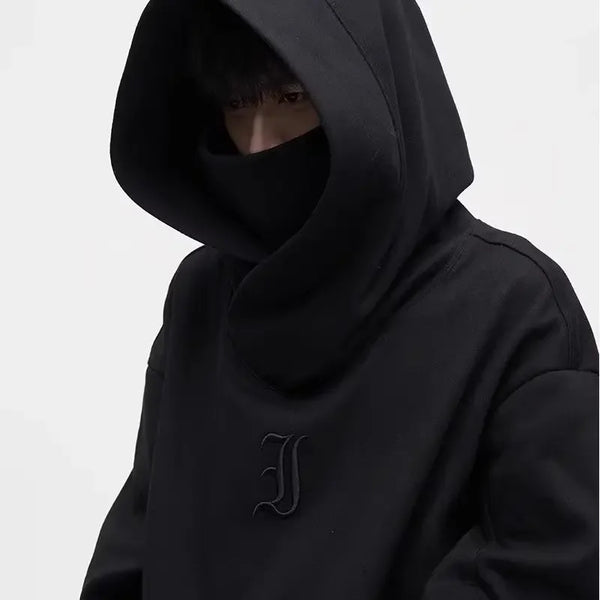 Autumn Ninja Streetwear Turtleneck Hoodies For Men Letter Embroidered Hip Hop Fashion Sweatshirts Y2K Vintage Fleece