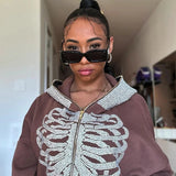 Women Spring And Autumn Loose Harajuku Y2K Hoodies American Retro 2024