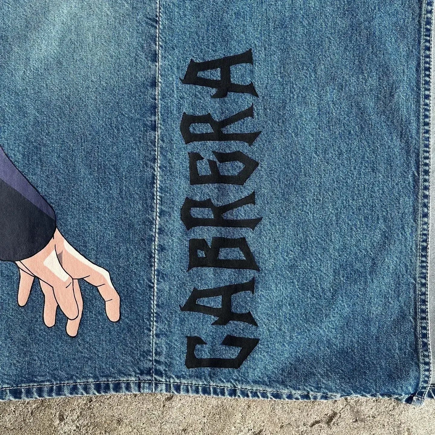 harajuku slifer the sky dragon print y2k men s jeans popular anime baggy jeans wide leg pants streetwear trouser men clothing unique jeans style 5683