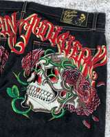 goth hip hop oversized skull embroidery pattern y2k baggy jeans new men and women straight black jeans retro casual denim pants urban skinny jeans