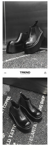 Increase Chelsea Men's Streetwear Fashion Thick Soled Platform Leather Casual Shoes Luxury Designer Boots Shoe for Men