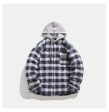 Winter Quilted Thick Plaid Hooded Jacket Men Wmen Streetwear Fashion Oversize Loose Casual Hoody Jacket Padded-cotton Parka Coat