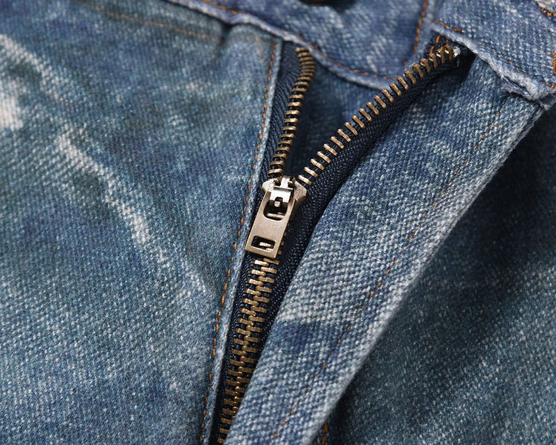 y2k hip hop laser printed hole casual loose jeans pants for men and women straight patchwork oversized baggy denim trousers unique jeans style 5573