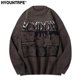 hip hop knitted anime oversized sweater mens ripped sleeve pullover streetwear unisex new casual loose sweaters jumpers knitwear - oversized streetwear hoodie, graphic printed hoodie for men and women, anime inspired graphic hoodie