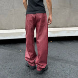 men streetwear fashion hip hop loose casual wide leg leather baggy motorcycle pant cityboy cargo pants trousers combat utility trousers