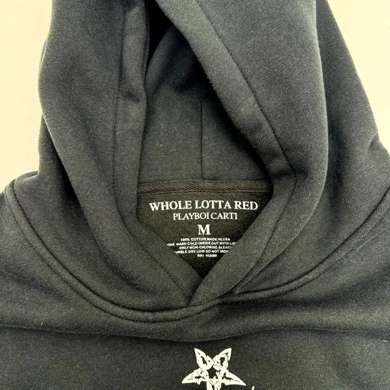 glitchcore chrome print featuring new hot 2024 ken carson merch playboi carti whole pullover hoodies hoody hooded sweatshirts velvet cotton thick 730