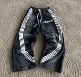 y2k american hip hop rock fashion letter striped nine point pants street fashion brand harajuku retro oversized couple trousers unique default style 3425