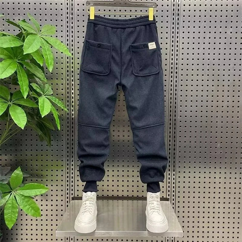 elastic waist casual pants mens fashion fleece thick baggy tapered cuffs joggers trousers baggy sweatpants gym jogger trousers streetwear sweatpants