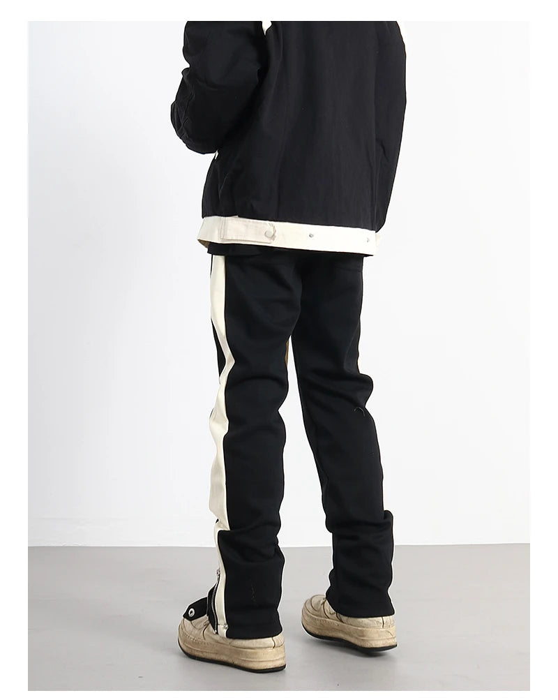 hip hop loose fit elastic waist pants fashion streetwear pants men casual loose bottom zipper drewstring sportwear pants joggers unique joggers style 2147