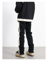 hip hop loose fit elastic waist pants fashion streetwear pants men casual loose bottom zipper drewstring sportwear pants joggers unique joggers style 2147