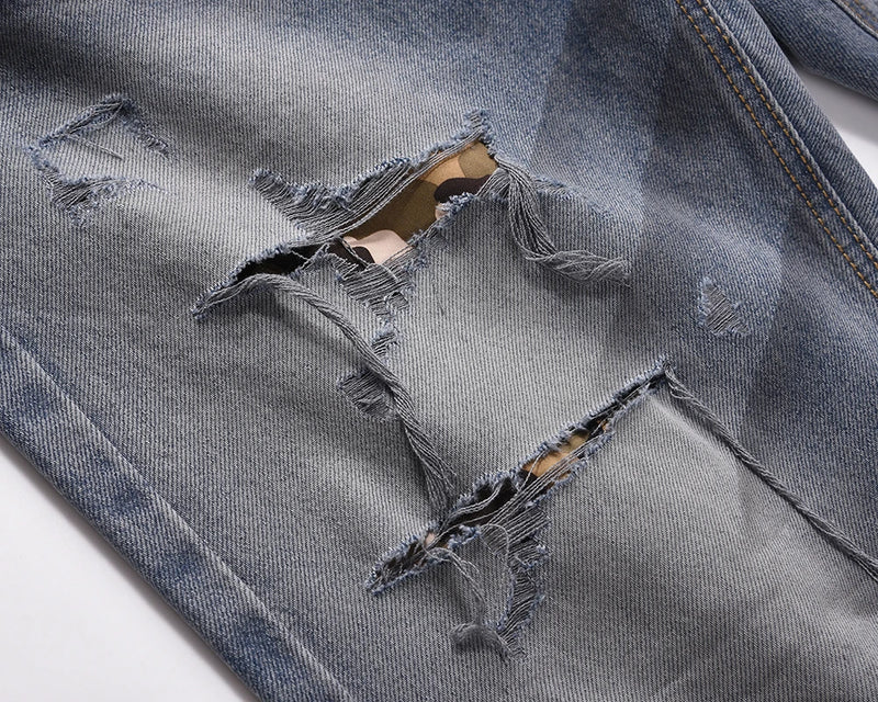 washed hole patchwork frayed blue baggy jeans mens straight y2k ripped pantalones hombre denim pants streetwear loose cargos utility cargo pants