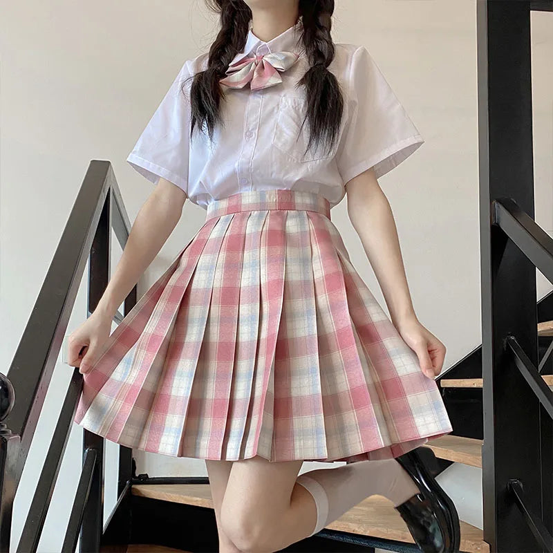 Jk Uniforms Gyaru School Uniform for Girl Student Pleated Skirt Uniform Set Women Short Sleeve Bow Tie Seifuku Japanese Style