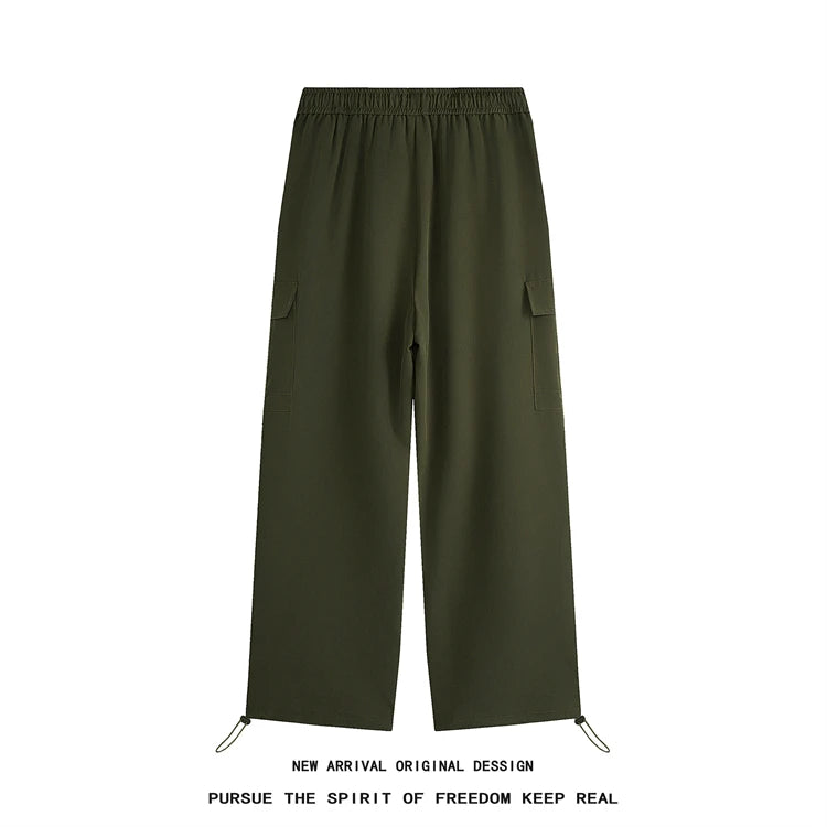 hip hop mens loose fit paratrooper pants drawstring elasticated work pants lightweight quick drying sport climbing trousers unique default style 3303