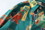 Dark Icon Vintage Printed Shirts Men Turn-down Collar Men's Shirt Streetwear Shirts for Man