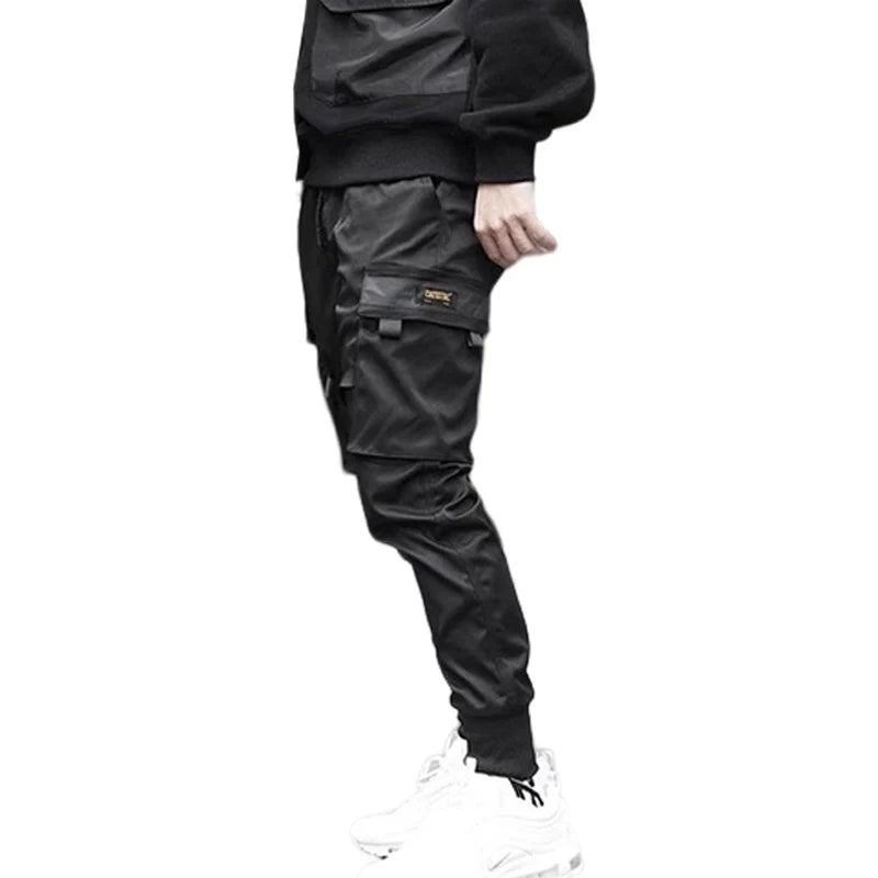 men side pocket cargo harem pants elastic waist trouser streetwear hip hop loose fit ankle drawstring military sweatpant jogger unique joggers style 2770