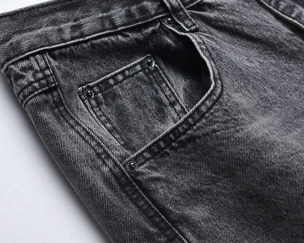 high street washed baggy casual jeans for men and women straight pockets denim pants oversized loose cargo trousers multi-pocket cargos