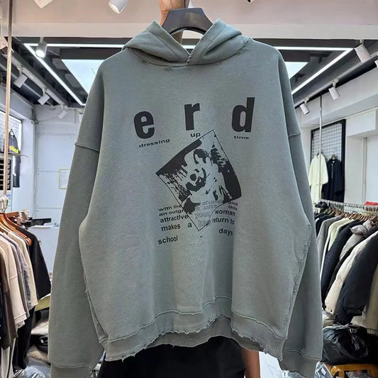 Baggy Y2K hoodie with futuristic vaporwave artwork