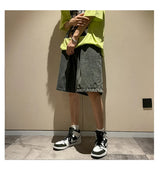 Korean Style Summer Men's Black Wide Leg Denim Shorts 2023 New Fashion Casual Baggy Short Jeans Male Brand Clothes