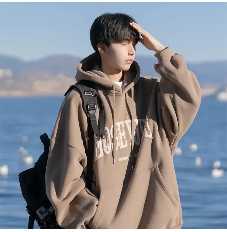 Spring and Autumn Trendy Hip Hop American High Street Men and Women Retro Letter Printed Hoodie Couple Loose Casual Top y2k