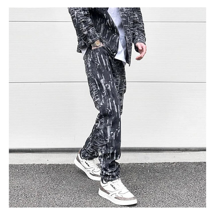 harajuku irregular scratched ripped holes denim jeans men zipper jeans hip hop streetwear new casual slim fit joggers jean pants unique joggers style 972