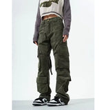 couple cargo pants hip hop high street retro american style vintage multi pocket casual pants 2024 new style streetwear y2k jean combat utility trousers