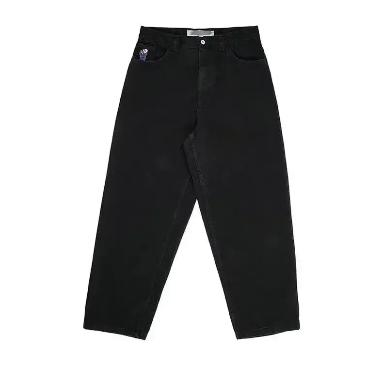 y2k gothic polar big boy baggy jeans cartoon embroidery streetwear mens womens fashion denim pants hot sell wide leg trouser unique jeans style 4847
