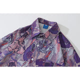 Dark Icon Full Printing Oversized Men's Blouse Turn-down Collar Shirts for Men Long Sleeve