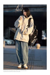 Korean Retro Y2K Waffle Hooded Jacket for Men and Women Ins Harajuku Style Casual Loose Couple Wear Cardigan Sweatshirt