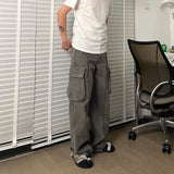 y2k streetwear tassel multi pocket jeans for men straight solid baggy cargo pants pantalones hombre casual denim trousers 1 unique cargo style 494