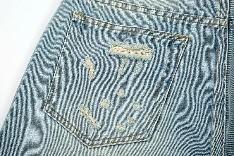 washed blue oversized torn jeans for men streetwear hip hop large destroyed wide leg jeans baggy straight ripped denim pants unique jeans style 5452