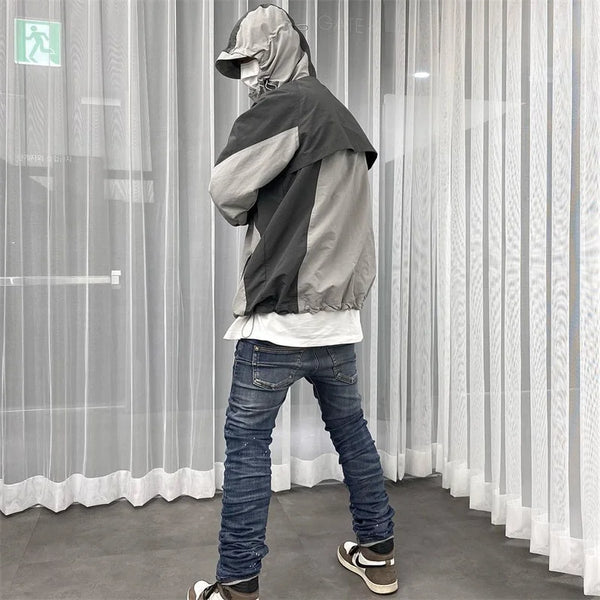 Undermycar 2023 Deconstructor Contrast Zipper Windbreaker Coat