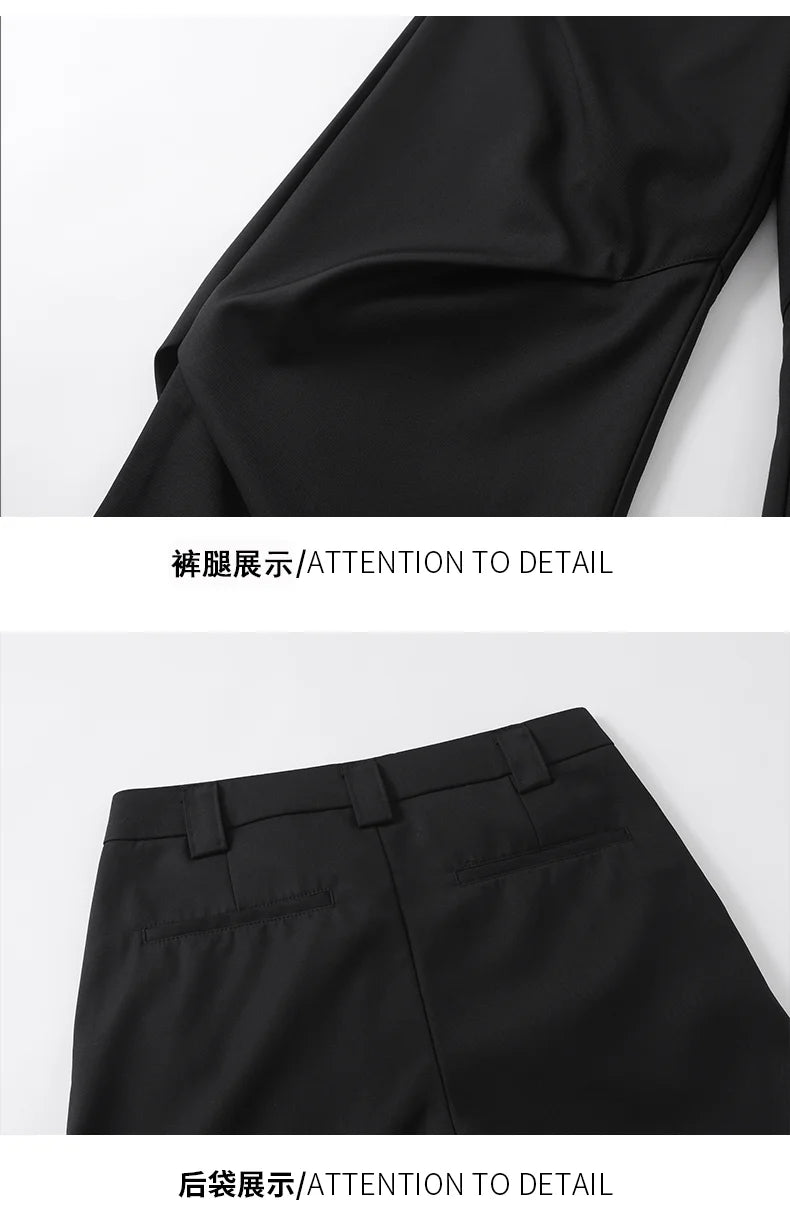extended length edition wrinkle fashion men streetwear fashion hip hop vibe loose casual straight black suit pant trousers unique default style 1928