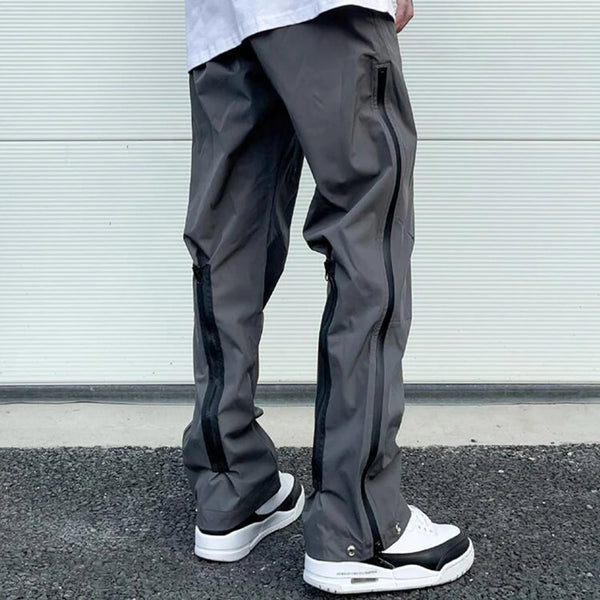 retro hip hop drawstring back zipper breathable casual trousers mens straight solid color vibe style oversized track pants clean everyday pants