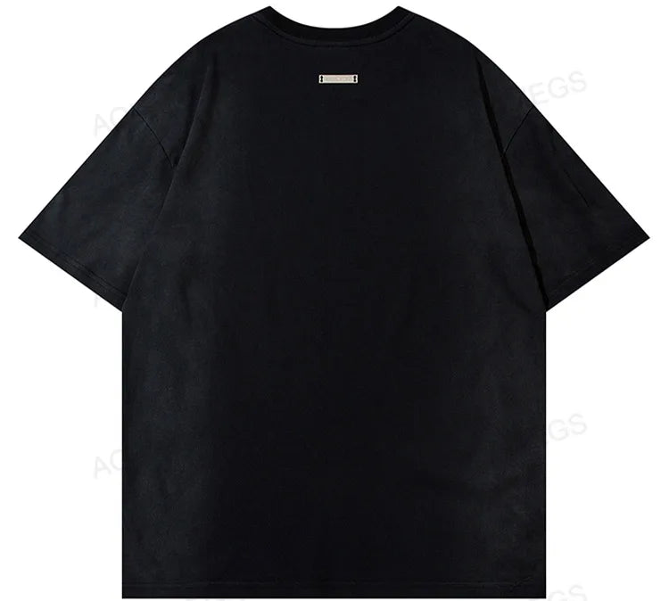 Gothic Vintage print – Men Y2K T Shirts Street Hip Hop Gradient Tshirt Retro Washed