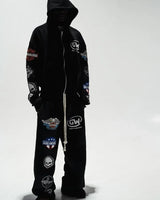 Y2K American Cartoon Animation Print Loose Casual Zipper Hoodie Women