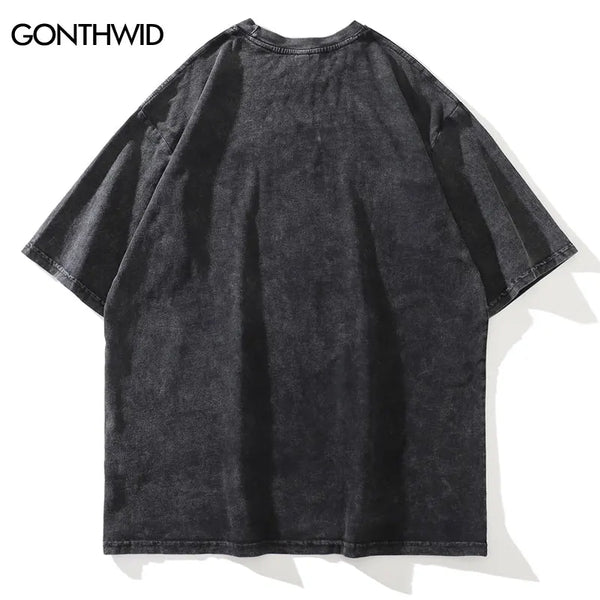 Harajuku Oversized Shirt – Distressed Oversize T Shirt Streetwear Japanese Anime Eyes P – Urban Streetwear for Men & Women