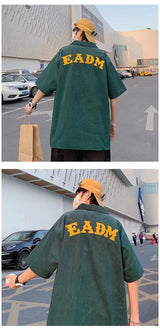Glitchcore Barcode glitch – Korean Fashion Embroidery Polo T Shirt High Street Short Sle