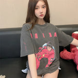Vaporwave Aesthetic print tee – 2024 Summer New High Street Graphic T Shirts Men Japanese Vi